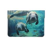 LRHCNZDCP Housse en cuir pour ordinateur portable de 13 pouces imprimée canne à pêche pour ordinateur portable pour voyage, travail, affaires, Lamanats indiens de l'Ouest, Taille unique
