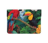 LRHCNZDCP Housse en cuir pour ordinateur portable de 13 pouces imprimée orchidées pour voyage, travail, affaires, Perchoir à aras et toucan de forêts tropicales humides, Taille unique