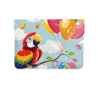 LRHCNZDCP Housse en cuir pour ordinateur portable de 13 pouces imprimée ornement de Noël pour voyage, travail, affaires, Dessin animé perroquet jouant avec des ballons, Taille unique