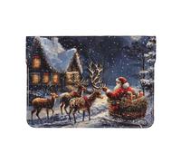 LRHCNZDCP Housse en cuir pour ordinateur portable de 13 pouces imprimée planètes spatiales pour ordinateur portable pour voyage, travail, affaires, Snow Night Père Noël et cerf, Taille unique