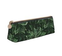 LRHCNZDCP Hunter Trousse à crayons en cuir avec motif floral imprimé triangle fermeture éclair pour l'école et le bureau Vert, blanc, Taille unique, Cartable