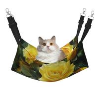 LRHCNZDCP Joli hamac pour chat imprimé rose jaune, lit doux à double couche à suspendre pour petit animal de compagnie, taille L