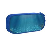 LRHCNZDCP Jolie trousse à crayons, motif paysage sous-marin tranquille imprimé, trousse à crayons, trousse de maquillage pour voyage, école, bureau, noir, bleu, Taille unique, Cartable