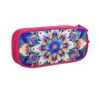 LRHCNZDCP Jolie trousse à crayons, rectangulaire avec imprimé mandala, trousse à crayons, trousse de maquillage pour voyage, école, bureau, noir, rose, Taille unique, Cartable