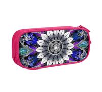 LRHCNZDCP Jolie trousse à crayons, rectangulaire avec imprimé mandala, trousse à crayons, trousse de maquillage pour voyage, école, bureau, noir, rose, Taille unique, Cartable