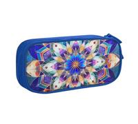 LRHCNZDCP Jolie trousse à crayons, rectangulaire avec imprimé mandala, trousse à crayons, trousse de maquillage pour voyage, école, bureau, noir, bleu, Taille unique, Cartable
