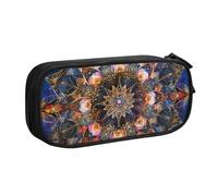 LRHCNZDCP Jolie trousse à crayons, rectangulaire, motif mandala, trousse à crayons, trousse de maquillage pour voyage, école, bureau, noir, Noir , Taille unique, Cartable