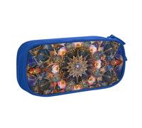 LRHCNZDCP Jolie trousse à crayons, rectangulaire, motif mandala, trousse à crayons, trousse de maquillage pour voyage, école, bureau, noir, bleu, Taille unique, Cartable