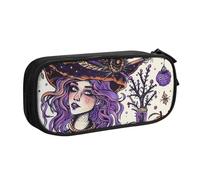 LRHCNZDCP Jolie trousse à crayons, sorcière magique, sorcellerie, dessin bohème, trousse à crayons, trousse de maquillage pour voyage, école, bureau, noir, Noir , Taille unique, Cartable