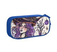 LRHCNZDCP Jolie trousse à crayons, sorcière magique, sorcellerie, dessin bohème, trousse à crayons, trousse de maquillage pour voyage, école, bureau, noir, bleu, Taille unique, Cartable