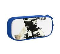 LRHCNZDCP Jolie trousse à crayons, trousse à crayons avec impression d'art de karaté, trousse à crayons, trousse de maquillage pour voyage, école, bureau, noir, bleu, Taille unique, Cartable