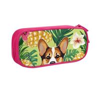LRHCNZDCP Jolie trousse à crayons, trousse à crayons avec imprimé ananas hawaïen tropical, pour voyage, école, bureau, noir, rose, Taille unique, Cartable