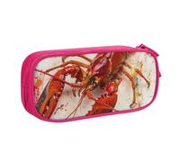 LRHCNZDCP Jolie trousse à crayons, trousse à crayons avec imprimé de crevettes glutton, trousse à crayons, trousse de maquillage pour voyage, école, bureau, noir, rose, Taille unique, Cartable