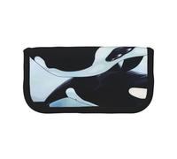 LRHCNZDCP Killer Whale Trousse à crayons en toile avec fermeture éclair Motif dauphin, Noir , Taille unique, Cartable