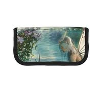 LRHCNZDCP Lake Fairy Trousse à crayons en toile imprimée avec fermeture éclair, Noir , Taille unique, Cartable