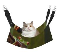 LRHCNZDCP Lit hamac pour chat avec imprimé grenouilles aux yeux rouges, lit doux double couche à suspendre pour petit animal de compagnie, taille L