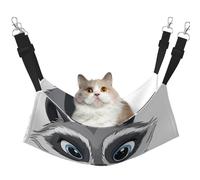 LRHCNZDCP Lit hamac pour chat avec motif de raton laveur mignon de dessin animé, lit doux à double couche à suspendre pour petit animal de compagnie, taille L