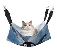 LRHCNZDCP Lit hamac pour chat avec motif pingouins mignons qui prennent des photos, lit doux double couche à suspendre pour petit animal de compagnie, taille L