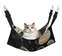 LRHCNZDCP Lit hamac pour chat imprimé astronaute et extraterrestre, lit doux à double couche à suspendre pour petit animal de compagnie, taille M