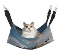 LRHCNZDCP Lit hamac pour chat imprimé bateau de croisière, lit doux double couche à suspendre pour petit animal de compagnie, taille M