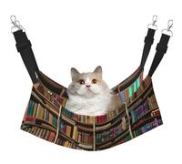 LRHCNZDCP Lit hamac pour chat imprimé bibliothèque, lit doux à double couche à suspendre pour petit animal de compagnie, taille L