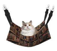 LRHCNZDCP Lit hamac pour chat imprimé bibliothèque, lit doux à double couche à suspendre pour petit animal de compagnie, taille M