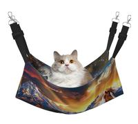 LRHCNZDCP Lit hamac pour chat imprimé chevaux en cours d'exécution, lit doux double couche suspendu pour petit animal de compagnie, taille L