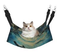 LRHCNZDCP Lit hamac pour chat imprimé dauphin de mer, lit doux double couche suspendu pour petit animal de compagnie, L