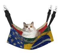 LRHCNZDCP Lit hamac pour chat imprimé drapeaux américains et brésiliens, lit doux double couche suspendu pour petit animal de compagnie, L