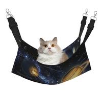LRHCNZDCP Lit hamac pour chat imprimé Exploring the Solar System, lit doux à double couche suspendu pour petit animal de compagnie, taille M