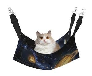 LRHCNZDCP Lit hamac pour chat imprimé Exploring the Solar System, lit doux double couche suspendu pour petit animal de compagnie, L