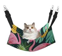 LRHCNZDCP Lit hamac pour chat imprimé flamant rose, lit doux à double couche à suspendre pour petit animal de compagnie, taille M