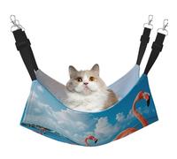 LRHCNZDCP Lit hamac pour chat imprimé flamant rose sur la plage, lit doux à double couche à suspendre pour petit animal de compagnie, taille L