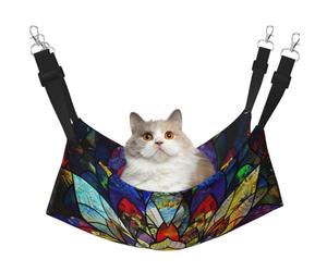 LRHCNZDCP Lit hamac pour chat imprimé fleurs vitrail lit doux double couche suspendu pour petit animal de compagnie, L