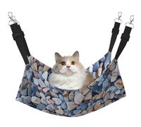 LRHCNZDCP Lit hamac pour chat imprimé galets colorés de plage, lit doux double couche à suspendre pour petit animal de compagnie, L
