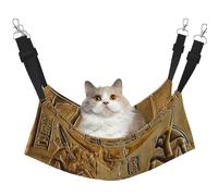 LRHCNZDCP Lit hamac pour chat imprimé hiéroglyphes d'Égypte, lit doux à double couche à suspendre pour petit animal de compagnie, taille L