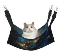 LRHCNZDCP Lit hamac pour chat imprimé lune étoiles et planètes, lit doux double couche à suspendre pour petit animal de compagnie, L