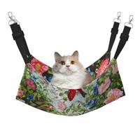 LRHCNZDCP Lit hamac pour chat imprimé oiseaux et fleurs, lit doux double couche suspendu pour petit animal de compagnie, L