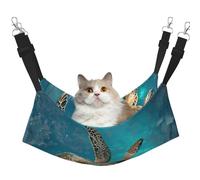 LRHCNZDCP Lit hamac pour chat imprimé tortue de mer, lit doux à double couche suspendu pour petit animal de compagnie, taille L