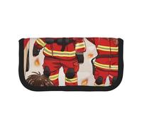 LRHCNZDCP Little Boys and Girls in Firefighters Trousse à crayons en toile avec fermeture éclair, Noir , Taille unique, Cartable
