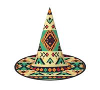 LRHCNZDCP Lot de 2 chapeaux de sorcière d'Halloween à motif géométrique ethnique imprimé pour femmes et hommes, fêtes festives, cosplay, accessoires d'Halloween