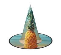 LRHCNZDCP Lot de 2 chapeaux de sorcière d'Halloween imprimés ananas by The Sea pour femmes et hommes, fêtes festives, cosplay, accessoires d'Halloween