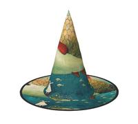 LRHCNZDCP Lot de 2 chapeaux de sorcière d'Halloween imprimés gros poissons pour femmes et hommes, fêtes festives, cosplay, accessoires d'Halloween