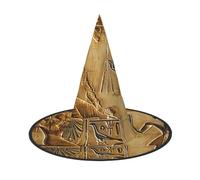 LRHCNZDCP Lot de 2 chapeaux de sorcière imprimés hiéroglyphes égyptiens pour femmes et hommes, fêtes festives, cosplay, accessoires d'Halloween