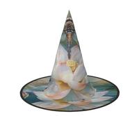 LRHCNZDCP Lot de 3 chapeaux de sorcière d'Halloween avec imprimé libellule lotus pour homme et femme, fêtes festives, cosplay, accessoires d'Halloween