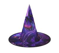 LRHCNZDCP Lot de 3 chapeaux de sorcière d'Halloween avec imprimé papillon violet pour femmes et hommes, fêtes festives, cosplay, accessoires d'Halloween