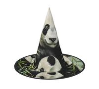 LRHCNZDCP Lot de 3 chapeaux de sorcière d'Halloween imprimés de panda de dessin animé pour femmes et hommes, pour fêtes festives, cosplay, Halloween