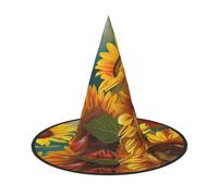 LRHCNZDCP Lot de 3 chapeaux de sorcière d'Halloween imprimés tournesols jaunes pour femmes et hommes, fêtes festives, cosplay, accessoires d'Halloween