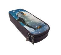 LRHCNZDCP Love from New York Trousse à crayons en cuir avec imprimé mignon pour l'école, le bureau, l'université, pour adultes, garçons et filles, Happy Penguin, Taille unique, Cartable