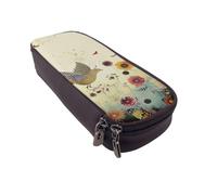 LRHCNZDCP Love from New York Trousse à crayons en cuir avec imprimé mignon pour l'école, le bureau, l'université, pour adultes, garçons et filles, Poule papillon volant parmi fleur, Taille unique